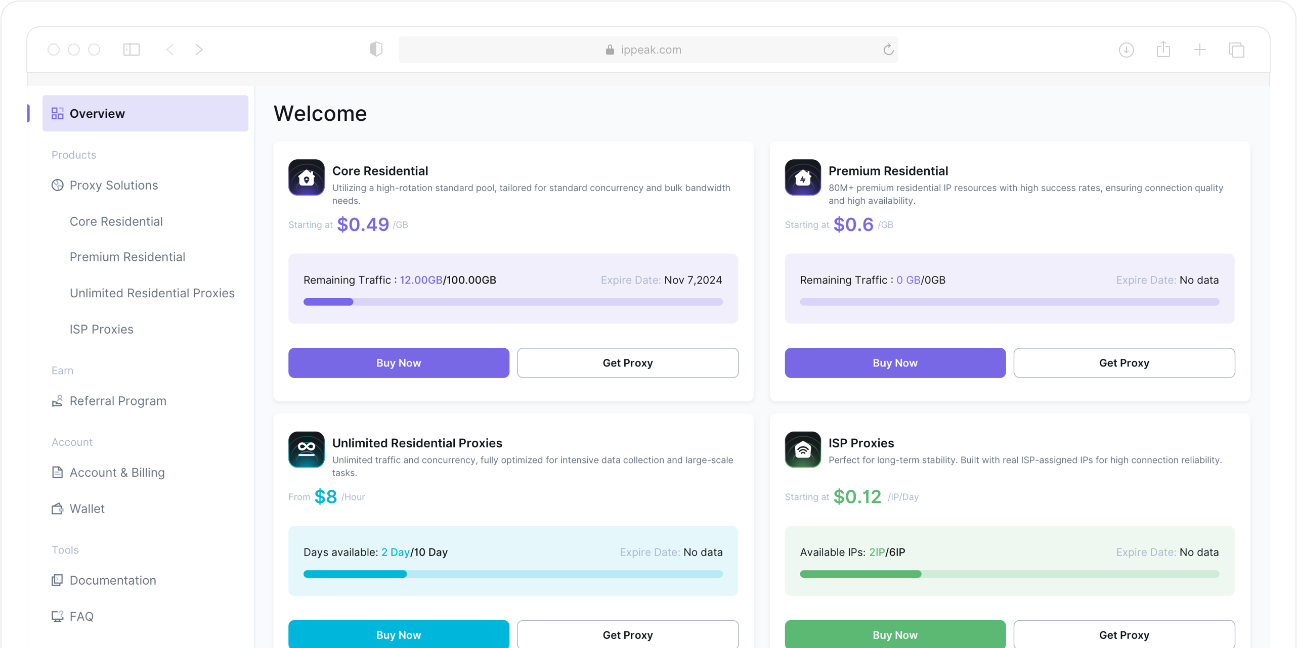 IPPeak dashboard preview